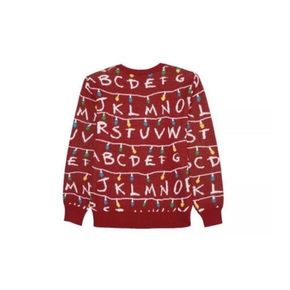 Stranger Things Netflix Christmas Lights Alphabet Sweater - Size XL - Picture 1 of 9